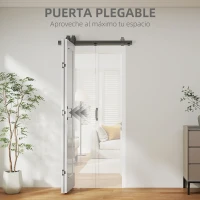 HOMCOM Puerta Plegable Corredera con Herrajes Acabado Personalizable Tirador Fácil Montaje 90x210 cm Blanco(m-4)
