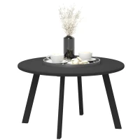 Outsunny 70cm Round Coffee Table, Outdoor Garden Table with Non-Slip Foot Pads and Metal Frame for Garden, Terrace, Balcony, Living Room, Black(m-6)