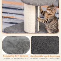 PawHut 91cm Cat Tree, Cat Tower with Scratching Post, Bed, Perch, Removable Cushion for Indoor Kittens, Grey(m-5)