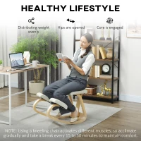 HOMCOM Ergonomischer Kniestuhl, Kniehocker Gesundheitsstuhl für Zuhause, Büro, Meditation Creme(m-6)