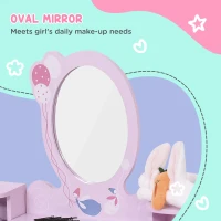 HOMCOM Kids Wooden Dressing Table and Stool Make Up Desk(m-4)