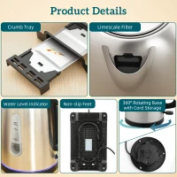 HOMCOM Simple Polished Toaster and Kettle Set - Silver Tone(m-9)