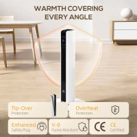 HOMCOM 1100W/2200W Space Heater with 65° Oscillation, Electric Heater with 2 Heat and Fan, 8-Hour Timer, Overheat & Tip Over Protection for Bedroom, 29 inch(m-6)