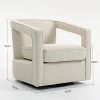 HOMCOM Poltrona para Sala giratória 360° Poltrona lounge Relax com encosto e apoios de braço integrados 77 x 75 x 72 cm Bege(m-3)