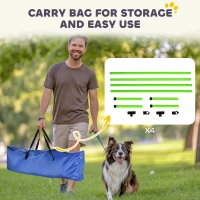 PawHut Agility-set voor honden 4-delig in hoogte verstelbare agility-uitrusting met 4 hindernissen draagtas 99 x 65 x 94 cm Groen(m-6)