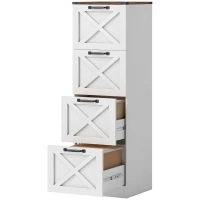 HOMCOM Móvel para Escritório com 4 Gavetas com Trilho Suspenso para A4 e Carta 40x40x131 cm Branco(m-7)