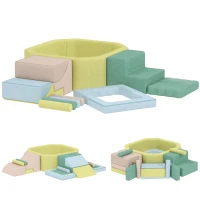 AIYAPLAY Percorso motricità per bambini modulo motricità con piscina di palline fodera lavabile 160 x 137,5 x 30 cm multicolore(m-1)