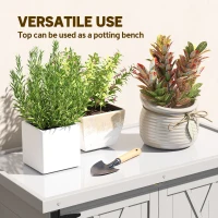 Outsunny Armadio da Giardino in Legno per Attrezzi, con 4 Ripiani 2 Porte, 75x40x90 cm, Grigio(m-4)