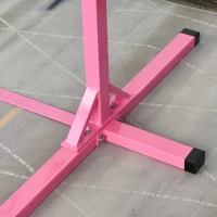 HOMCOM Height Adjustable Gymnastics Horizontal Bar For Kids Home Gym Training Children Junior Kip High Bar Fitness Pink(m-8)