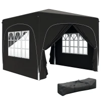 Outsunny 3 x 3m Pop-Up Gazebo Shelter, with Accessories - Black(m-10)