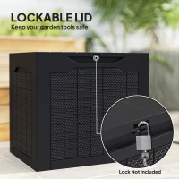Outsunny 93L Plastic Garden Storage Box, Outdoor Storage Box with Handles, Waterproof Outdoor Storage Container, Black(m-6)