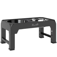 PawHut Raised Dog Bowl, Foldable Elevated Dog bowls with Slow Feeder, 4 Adjustable Heights, for Small Medium Large Breeds(m-11)