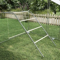 PawHut Kippen speelrek van hout, speelplaats voor kippen met zitstokken, verstelbare schommel, 82 x 150 x 110 cm zilver(m-8)