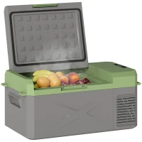 Outsunny Frigo elettrico portatile 16,3 L fcon Modalità ECO, Grigio e Verde(m-7)