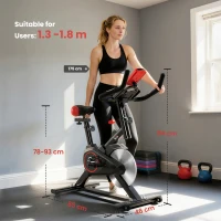HOMCOM Bicicleta Estática Ciclo Indoor con Pantalla LCD Pulsómetro Sillín y Manillar Ajustables en Altura Volante de Inercia de 6 kg y Resistencia Regulable 85x46x114 cm Negro y Rojo(m-3)