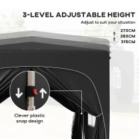 Outsunny 3 x 3m Pop-Up Gazebo Shelter, with Accessories - Black(m-5)