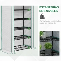 Outsunny Invernadero Resistente de 5 Niveles con 1 Puerta con Cremallera Anti-UV Diseño Ensanchado y Estantes 90x49x193 cm Blanco(m-5)