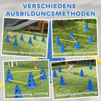 PawHut Agility Set Honden 3-delig agility-uitrusting voor hondentraining steekhordeset met 6 kegels 3 hindernissen draagtas(m-5)