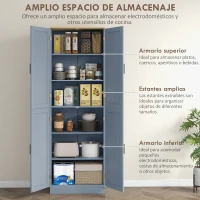 HOMCOM Alacena de Cocina Armario de Almacenaje Multifuncional con 4 Puertas y Estantes Ajustables 60x30x171 cm Gris(m-4)