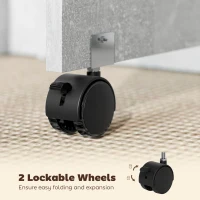 HOMCOM Folding Dining Table, Drop Leaf Table with 2-Tier Shelves, Rolling Casters, for Small Spaces, Kitchen, Cement Grey(m-7)