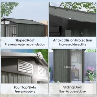 Outsunny 4.3 x 5ft Outdoor Garden Storage Shed - Grey Wood Effect(m-6)