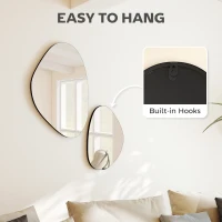HOMCOM Set of 2 Pebble-Shaped Wall Mirror - Black(m-5)