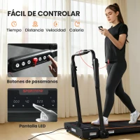 SPORTNOW Cinta de Correr Plegable con Escritorio Extraíble 2.5HP 1-12 KM/H Pantalla LED Manillar y Soporte para Móvil Negro(m-7)