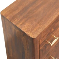 Solid Wood Luca Media Unit with 2 Open Compartments and 4 Drawers, Handcrafted TV Cabinet for Living Room, 35L x 110W x 45H cm, Brown(m-4)