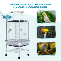 Pawhut Voliera Pasari 160 cm – Mobila cu Stinghii & Tavi de Hrana(m-4)