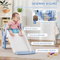 AIYAPLAY Escorrega para Crianças 3 em 1 com Escada Tabela de Basquetebol e Desenho de Girafa 106x51,5x52 cm Azul Claro(m-6)