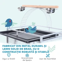 Pawhut Voliera Pasari 160 cm – Mobila cu Stinghii & Tavi de Hrana(m-5)