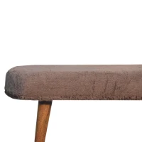 Solid Wood Upholstered Bench with Nordic-Style Legs and Eco-Conscious Design, Plush Faux-Fur Seat for Living Room, 35L x 78W x 50H cm, Brown(m-4)