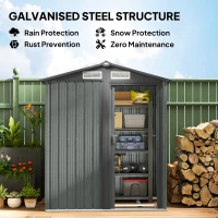 Outsunny 4.3 x 5ft Outdoor Garden Storage Shed - Grey Wood Effect(m-4)