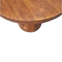 Solid Mango Wood Centre Table with Sculptural Central Ball Base, Handcrafted Desk with Stain-Based Finish, 80L x 80W x 23H cm, Brown(m-5)