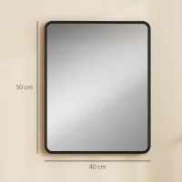 HOMCOM Espejo de pared rectangular 50 x 40 cm, espejo decorativo moderno con marco de metal para salón, entrada, pasillo, negro(m-3)