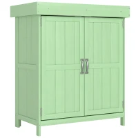 Outsunny Small Shed, Wooden Garden Shed with Openable Hinged Roof and Removable Shelf, 74 x 43 x 88 cm, Light Green(m-1)