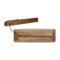 100% Solid Mango Wood Nordic Wall-Mounted Nightstand with Drawer, Hand-finished Desk with Unique Grain, 31L x 40W x 11H cm, Brown(m-4)