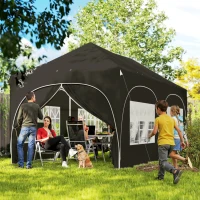Outsunny Cort Pliabil 600x300 cm Pop-up cu 4 Laterale Detașabile Înălțime Reglabilă și Husă de Transport Gri închis(m-2)