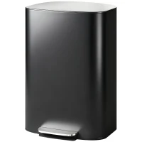 HOMCOM 50L Kitchen Bin with Soft-Close Lid and Stay-Open Function, Stainless Steel Pedal Bin with Removable Inner Bucket, Carry Handle for Kitchen, Office, Home, Black(m-11)