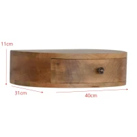 100% Solid Mango Wood Nordic Wall-Mounted Nightstand with Drawer, Hand-finished Desk with Unique Grain, 31L x 40W x 11H cm, Brown(m-3)