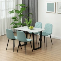 HOMCOM Lot de 4 chaises de salle à manger rembourrées avec dossier haut, pieds en acier et tissu effet velours, vert(m-10)