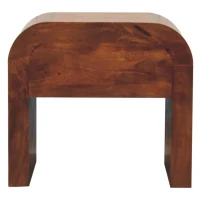 Solid Mango Wood Drum-Style Bedside Table with Smooth-Gliding Drawer, Handcrafted Desk with Stain Finish, 35L x 45W x 40H cm, Brown(m-6)