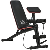 HOMCOM Banc Musculation Pliable Acier Noir/Rouge - 160x54x106cm