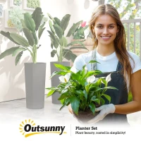 Outsunny Set de 2 ghivece stivabile, ghiveci cu găuri 35x35 cm, rotund, Gri închis(m-5)