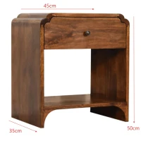 100% Solid Wood Newton Bedside Table with Drawer and Open Shelf, Handcrafted Desk with Stain-Based Finish, 35L x 45W x 50H cm, Brown(m-3)