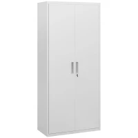 HOMCOM Five Shelf Lockable Steel Office Cabinet - White(m-1)