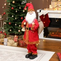 HOMCOM 4ft Singing Santa Claus Figure with with Waving Head- Red(m-8)