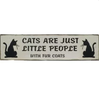 Handcrafted Wall Plaque 'Cats Are Just Little People' with High‑Strength Metal, Wall‑Mounted Home Décor for Bedroom, 1L x 49W x 12.5H cm, Black(m-2)