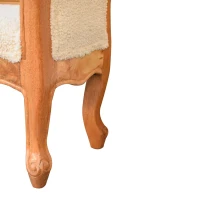 Solid Wood Boucle French Style Bench with Textural Upholstery, Handcrafted Durable Stool for Living Room, 30L x 100W x 53H cm, Brown(m-8)