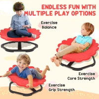 AIYAPLAY Flower-Shaped Sensory Spinning Chair with Non-Slip Base for Balance/Coordination, Red(m-4)